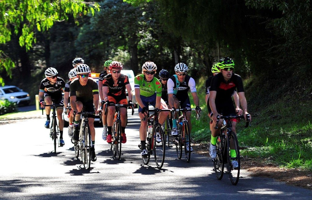 Riders on their way to the summit of the 2015 Mt Baw Baw Alpine Resort Classic.